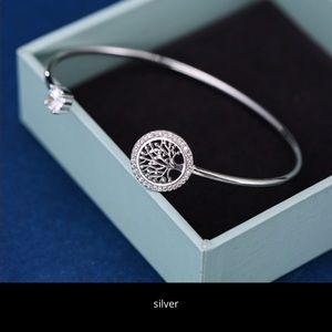 Tree of Life Women's Silver Tone Bracelet – Crystal Accent Bangle NEW